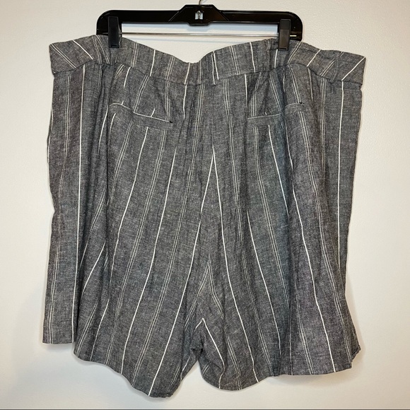 Lane Bryant Gray Striped Linen Tailored Shorts Comfort Waist Plus Size - Picture 6 of 10